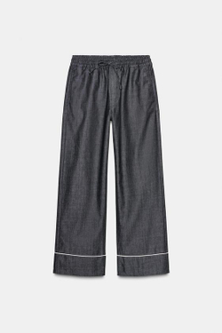 ZARA БРЮКИ С КОНТРАСТНОЙ ОКАНТОВКОЙ — ZW COLLECTION, СИНИЙ