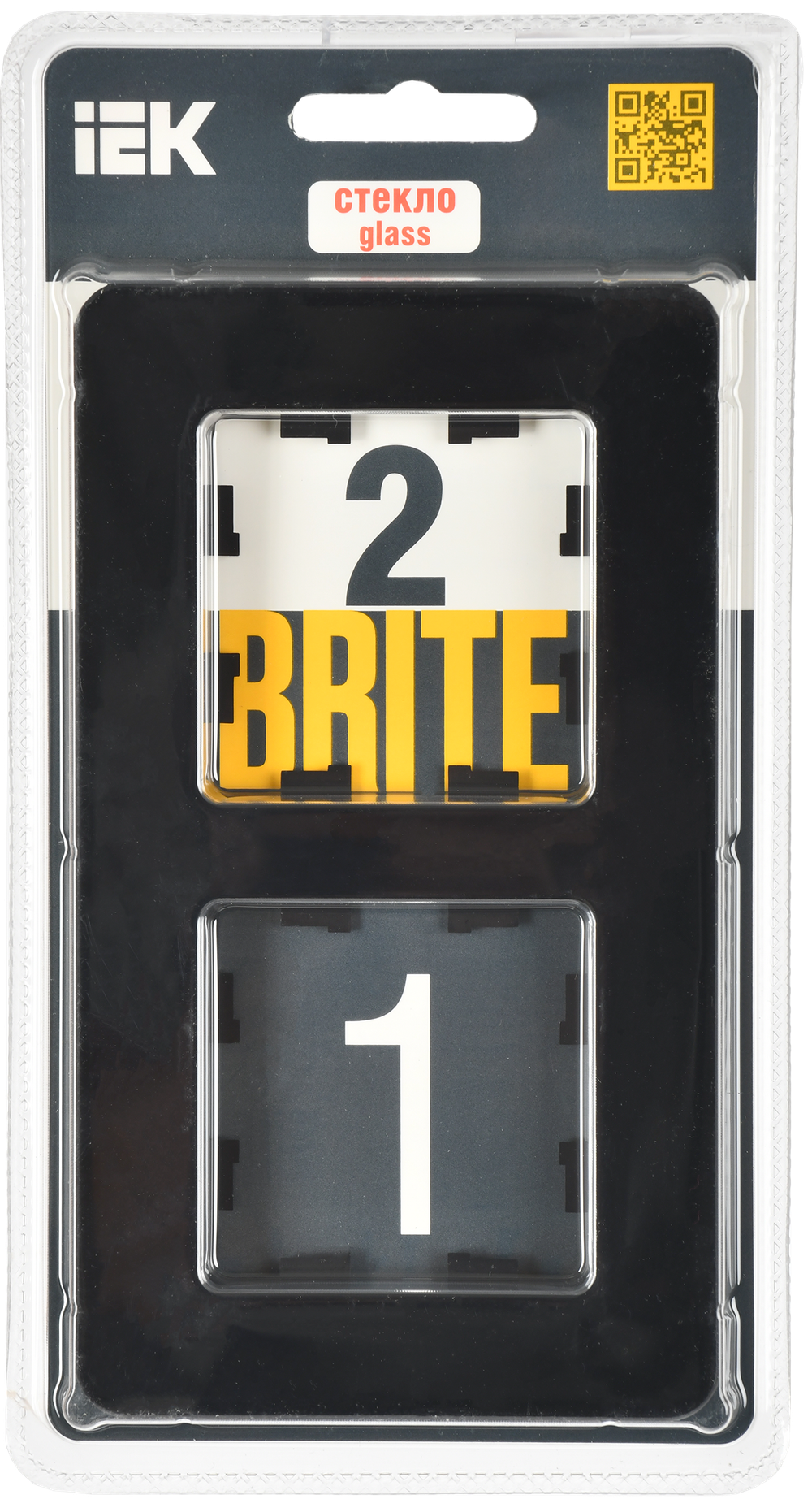BRITE Рамка 2-местная РУ-2-2-Бр стекло черный RE IEK
