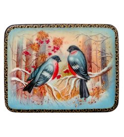 ШК-19/66 Шкатулка в технике декупаж «Снегири» (10х8х3,5)