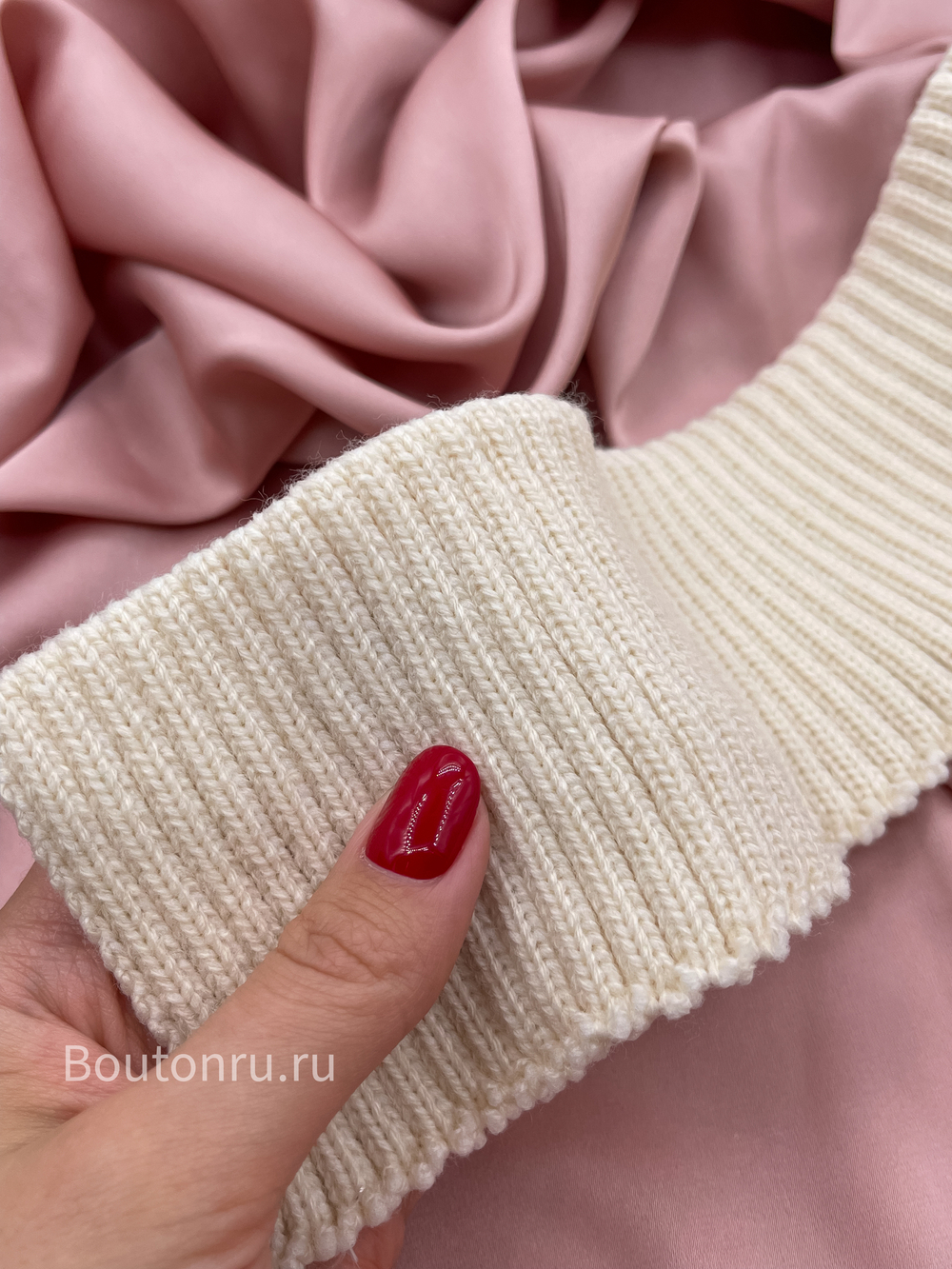 Подвяз вязаный бежевый 0,6-0,7 м, ширина 7 см