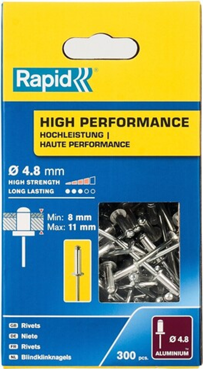 RAPID R:High-performance-rivet, 4.8 х 14 мм, 300 шт, алюминиевая высокопроизводительная заклепка (5001437)