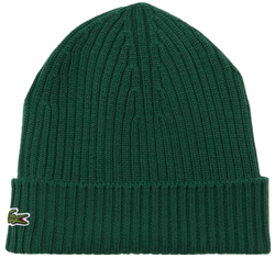 Шапка зимняя Lacoste Unisex Ribbed Wool Beanie - Green