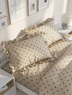 Декоративная наволочка с рюшами, оборками "Адель" 50х70 см, 1 шт, без молнии