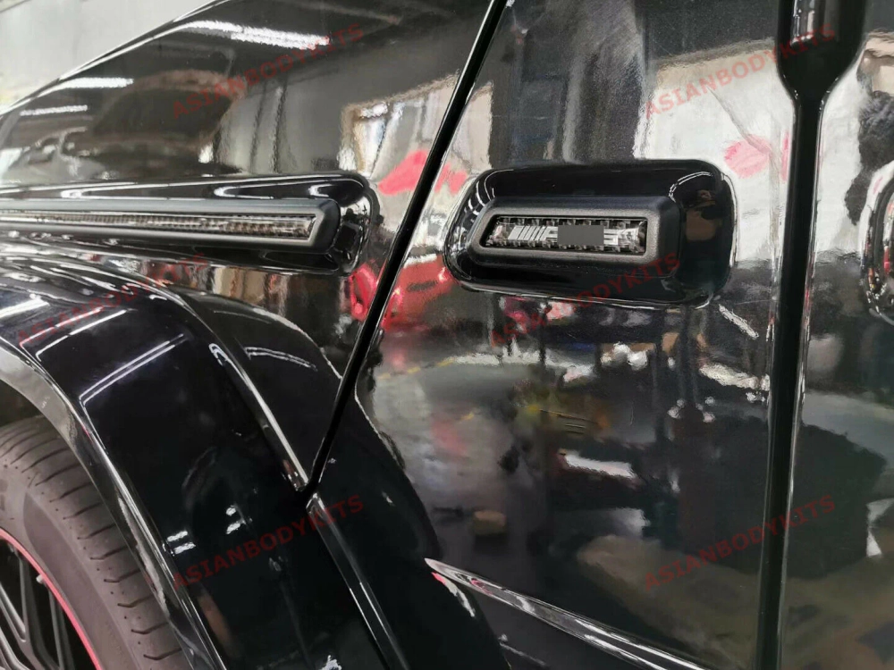 Глянцевые красные и черные молдинги с логотипом для Mercedes-Benz G-Class 2018+ (10 шт.) Мерседес Гелик гелентваген