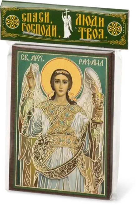 Икона "Архангел Рафаил" 6х9 на МДФ-6