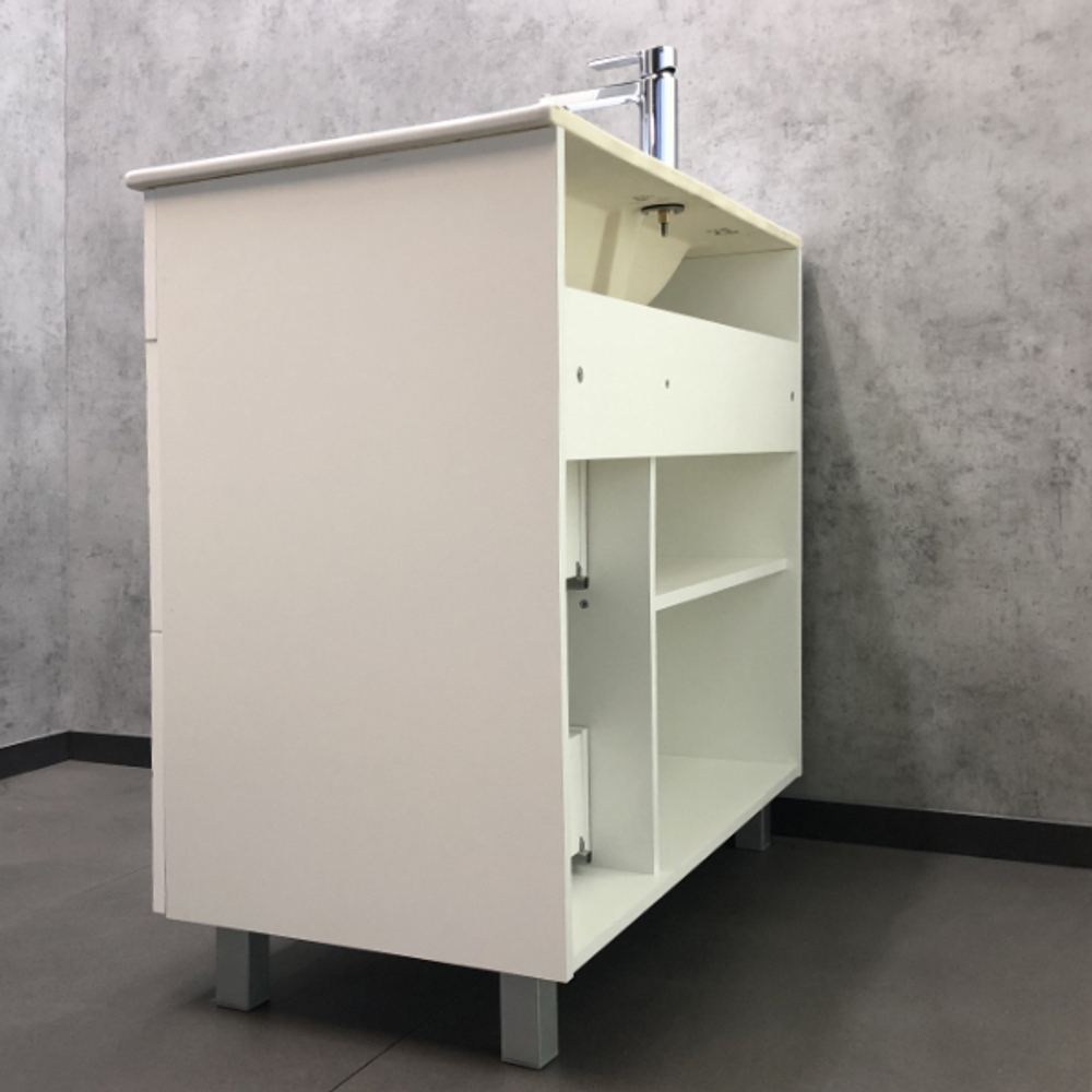 Тумба-умывальник Comforty Модена 90М белая с раковиной Quadro 90