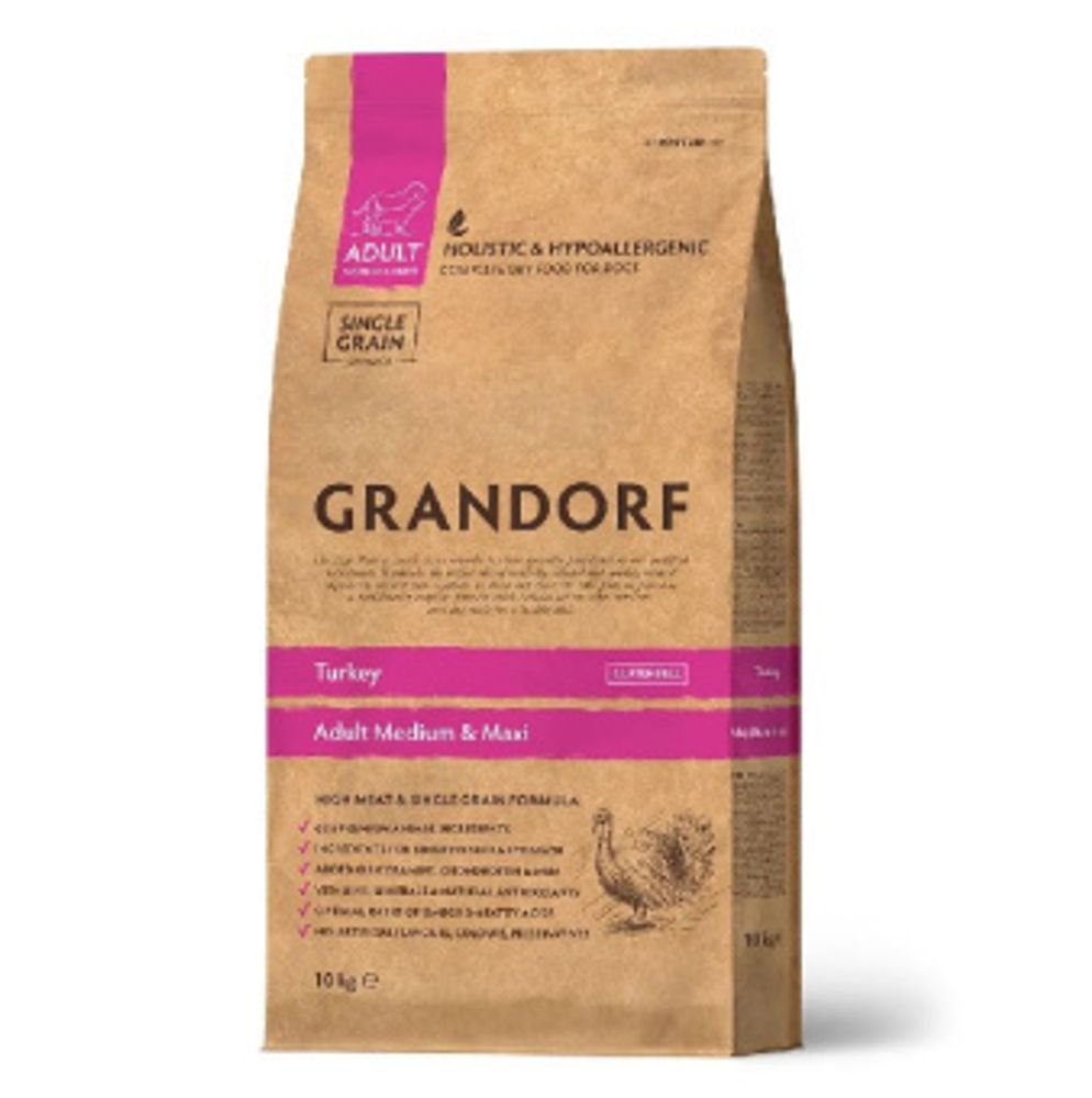 Grandorf 3кг Turkey Medium &amp; Maxi Holistic для собак средних и крупных пород, c индейкой