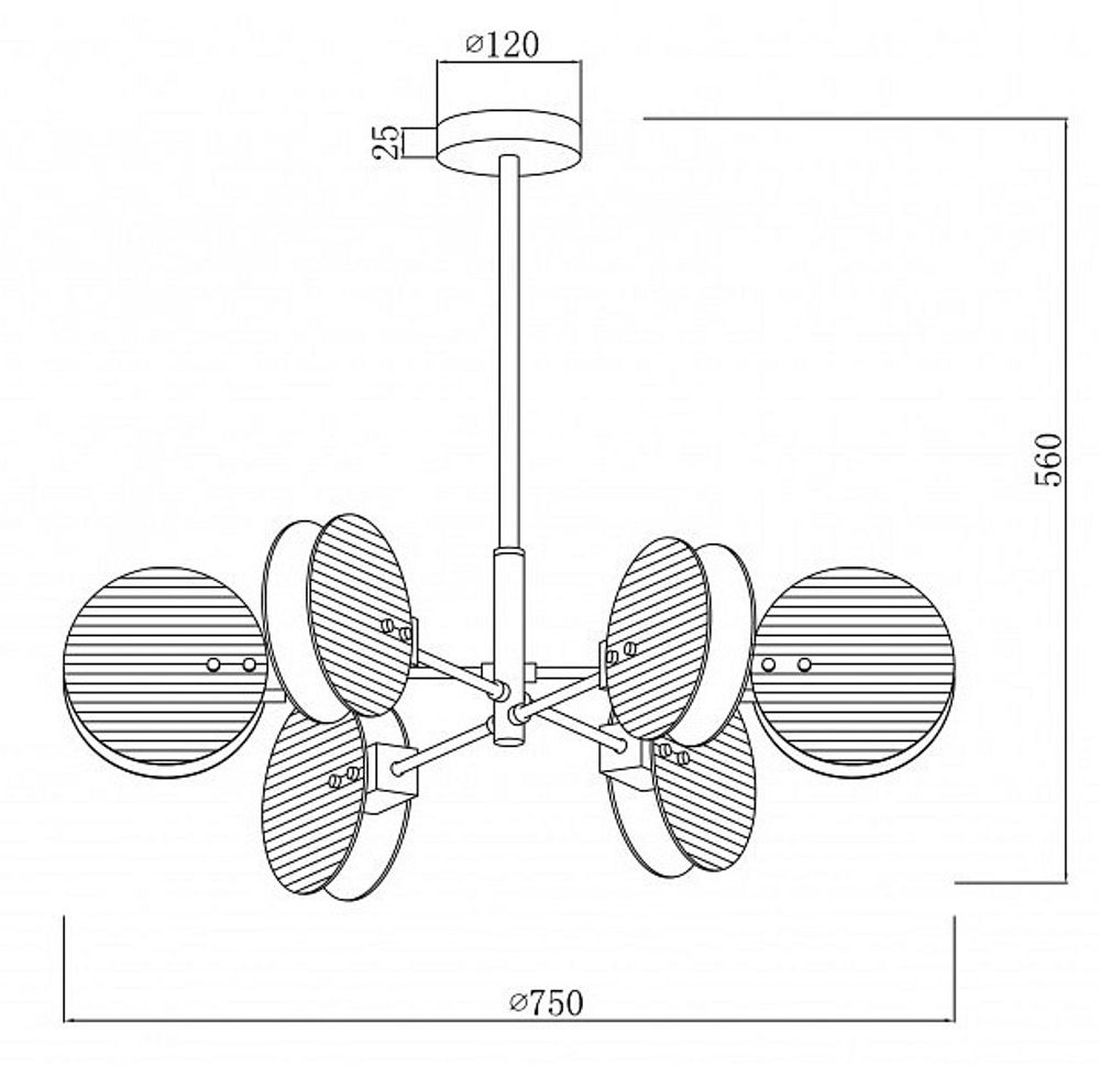 Люстра на штанге iLamp Panorama 15598-6 SN+CL