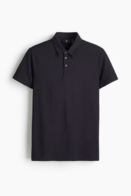 H&M Футболка с воротником-поло COOLMAX® Slim Fit, темно-синий