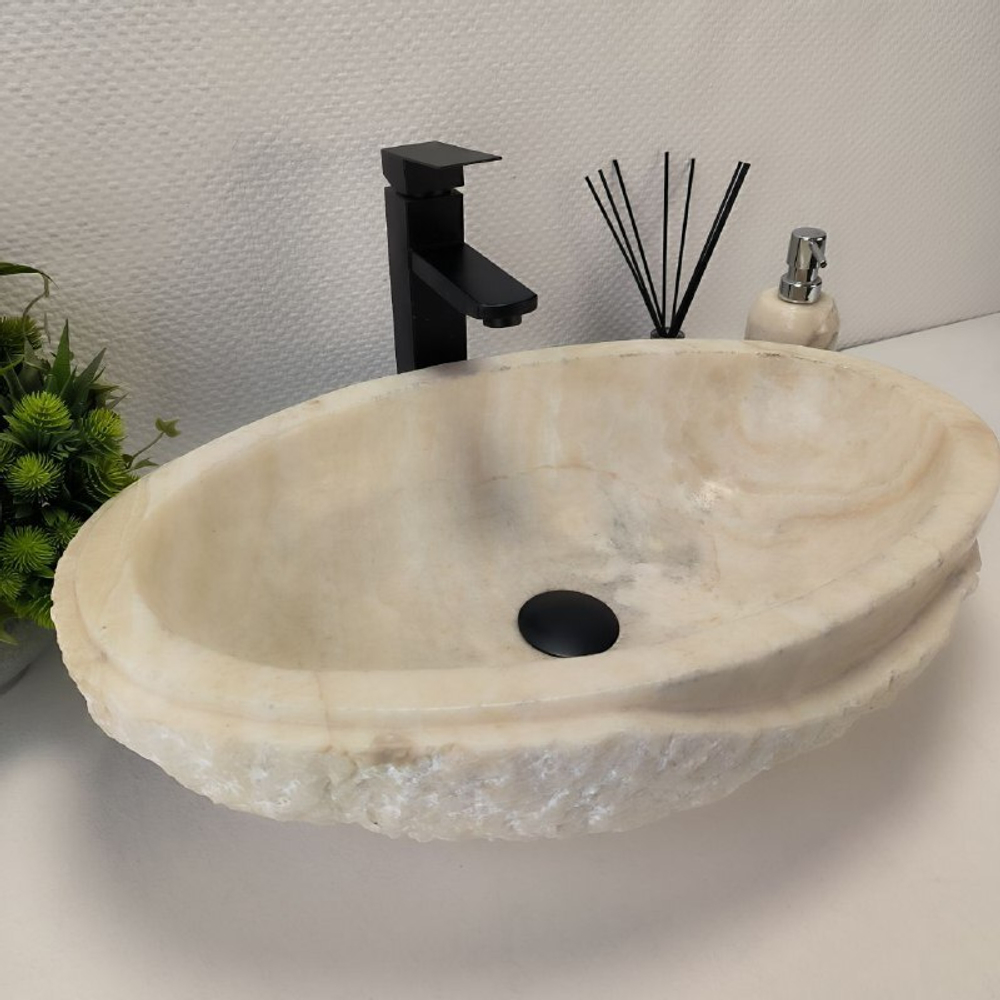 Раковина из оникса Oval White Marmo Wave OO-62704 58*38*15