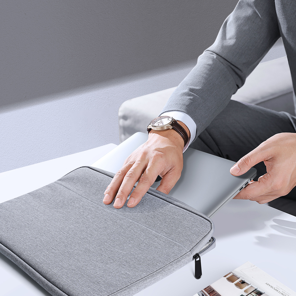 Легкая горизонтальная сумка чехол светло-серого цвета (Light Grey) для ноутбука или планшета размером от 15.5 до 16 дюймов, серия LBDB Series
