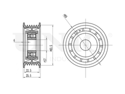 Ролик направляющий приводного ремня UNIO TNS-10003