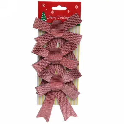 Бант на ёлку «Благородство» 9*11 см (набор 3 шт), Бордовый