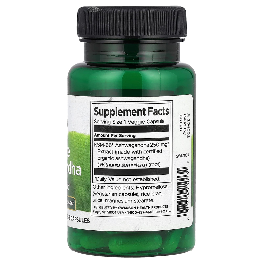 Swanson, Ultimate Ashwagandha, 250 мг, 60 растительных капсул