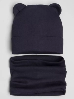 Шапка детская осенняя с ушками и снуд