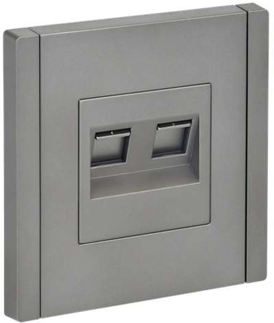 FORTE&PIANO Розетка компьютерная двойная RJ45 кат.5E FP533 сталь IEK