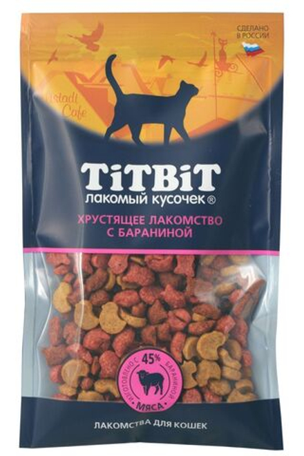 Лакомство TiTBiT хрустящее с БАРАНИНОЙ для кошек, 60 г х 3 упаковки
