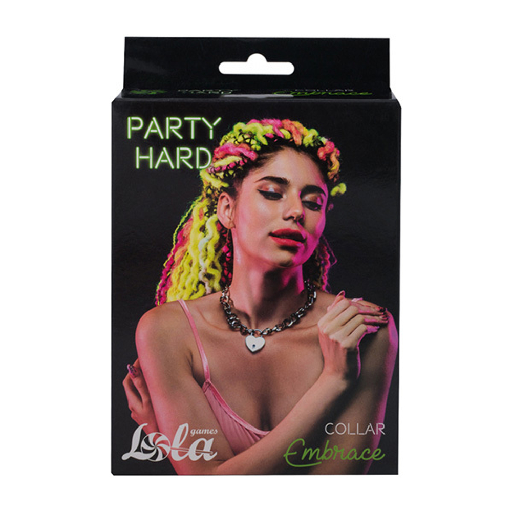 Серебристый ошейник 42см с ключиком Lola Games Party Hard Embrace 1093-01lola