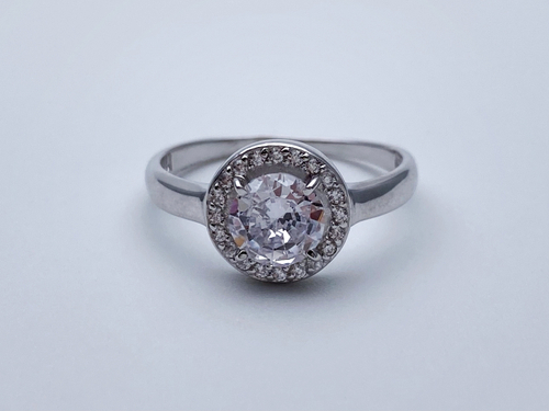 Кольцо из серебра/Родий/С камнями