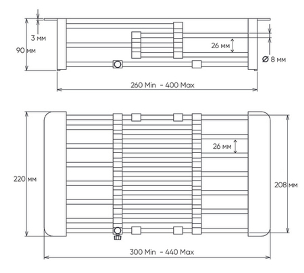 Коландер универсальный телескопический 260*440 мм