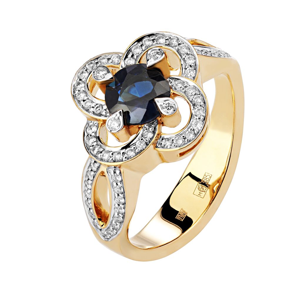 Кольцо с бриллиантами  из желтого золота JA-K-311106-3