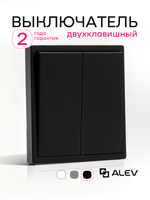 Выключатель двухклавишный внутренний с рамкой черный