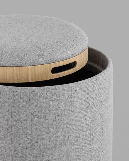 Пуф-столик с ящиком Хюгге S рогожка серый