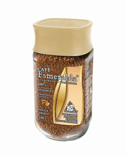 Кофе растворимый Esmeralda Швейцарская карамель 100 гр. (ст/б)