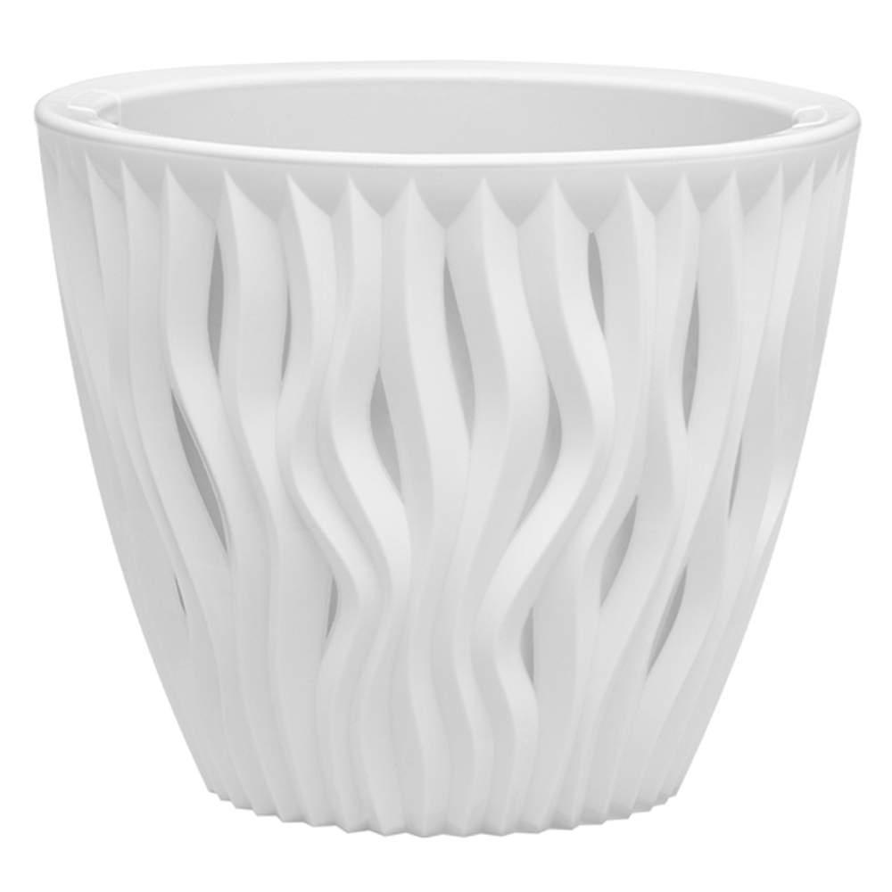 Кашпо для цветов пластиковое 2,25л d-17,5см «Вдохновение» Белый/Белый