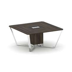 Steel Meet Стол переговорный квадратный MMK-PR.B.SP-08 Дуб Мали/Графит Глянец/Нержавеющая Сталь/Хром