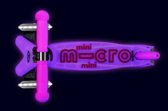 Самокат Mini Micro Deluxe Glow (светящийся) LED морозный розовый