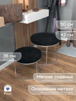 Комплект круглых банкеток - СЧЕРН - черное на серебрянном