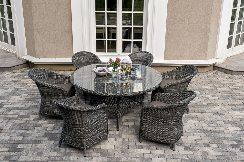 "Эспрессо–150 R" обеденная группа плетеная, цвет графит