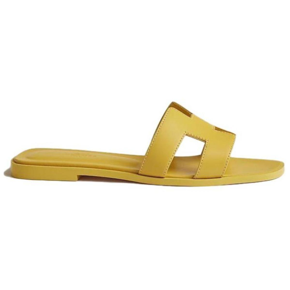 Hermes Oran set feet open-toed slippers women's yellow, H202230Z 8R