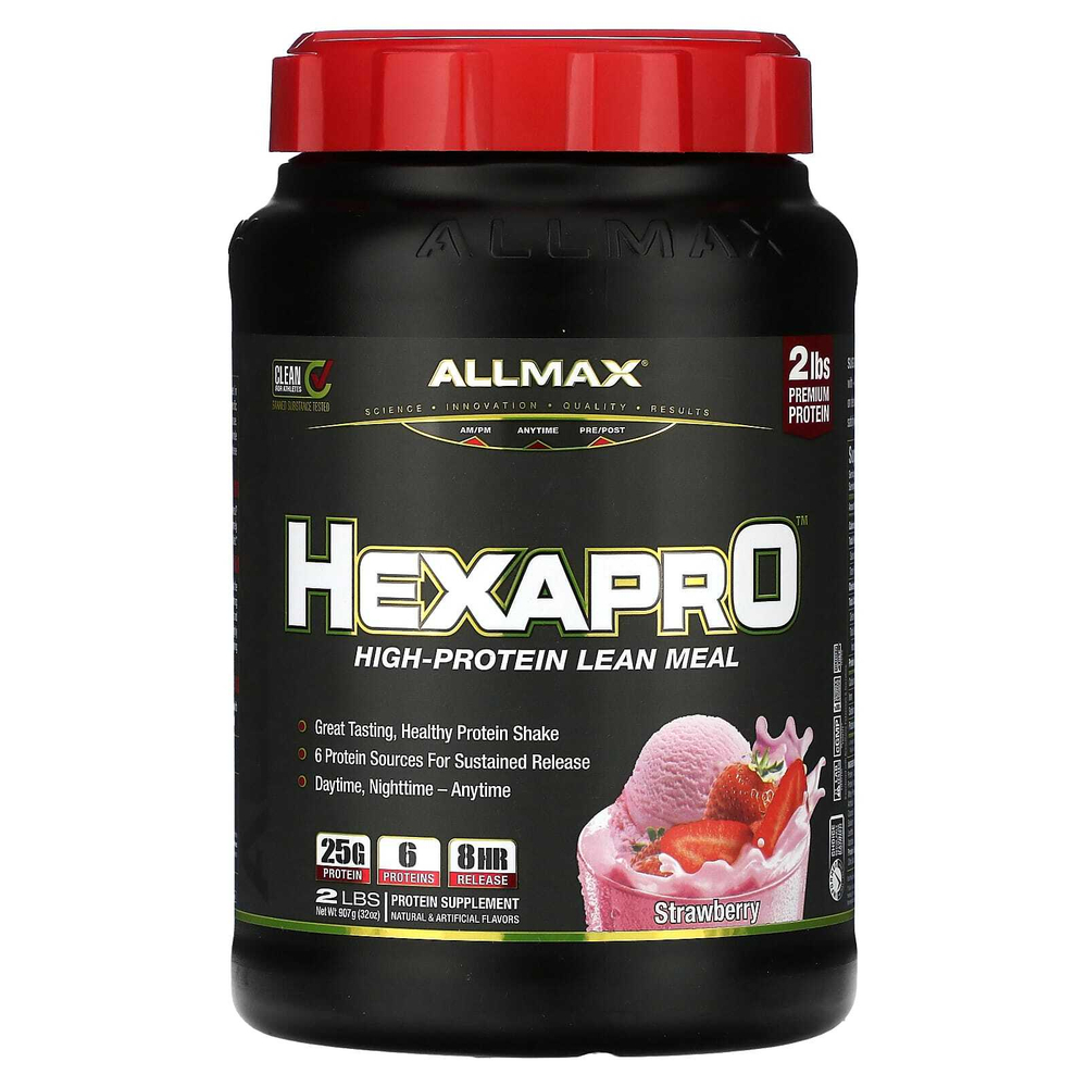 ALLMAX, Hexapro™, высокопротеиновая нежирная мука, со вкусом клубники, 907 г (2 фунта)