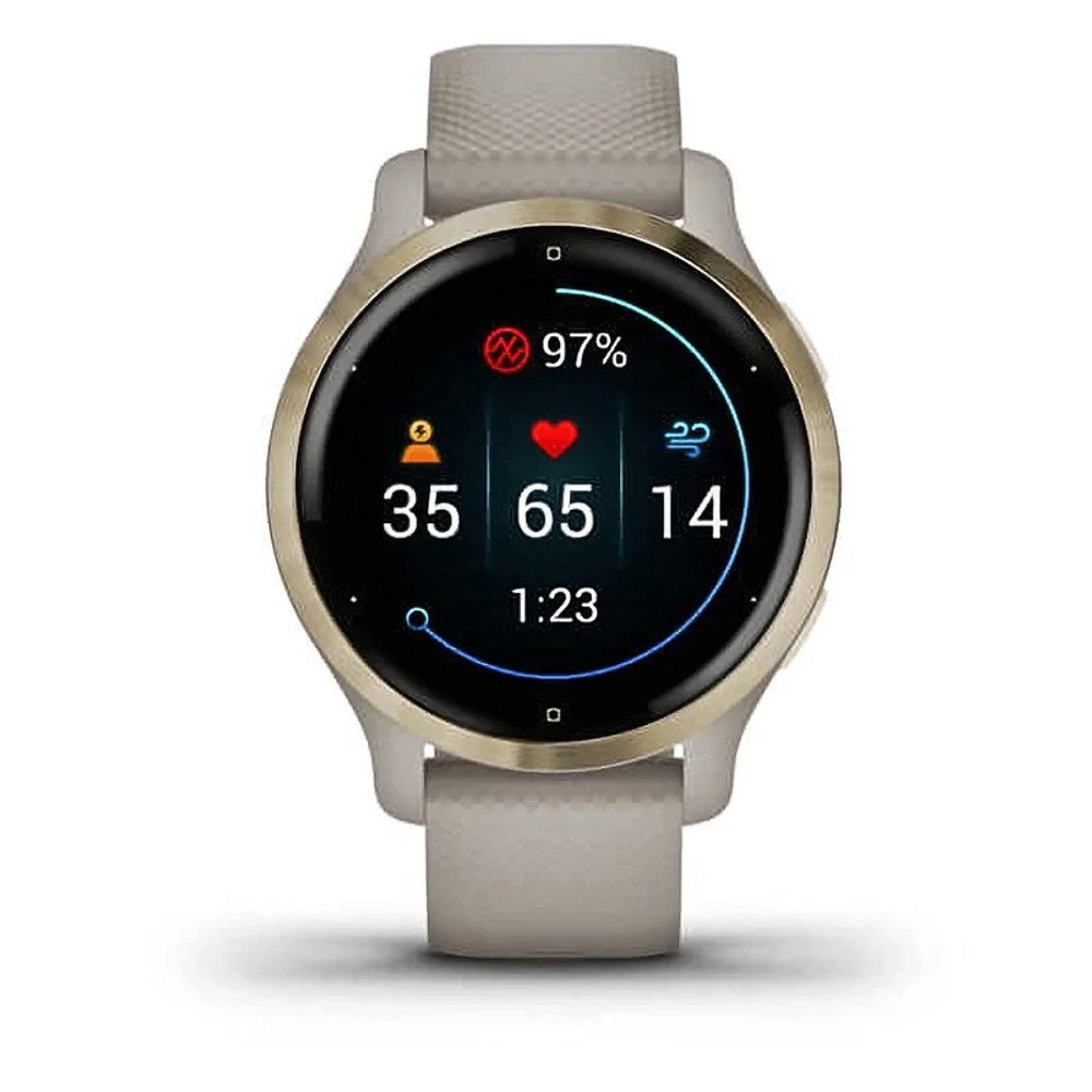 Смарт-часы Garmin Venu 2S песочного цвета с золотистым безелем 010-02429-11