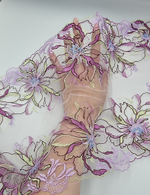 Вышивка на сетке розовый/сиреневый/зеленый К776