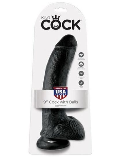 Фаллоимитатор на присоске черный King Cock 9 Cock with Balls