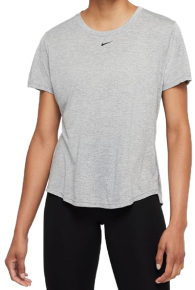 Женская футболка теннисная Nike Dri-FIT One SS Standard Fit Top W - particle grey/htr/black