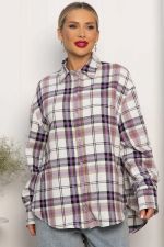 Рубашка оверсайз Дарика (бело-сиреневая) Б14253-30М LT Collection