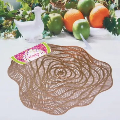 Салфетка плетеная 38см «Роза» розовое золото