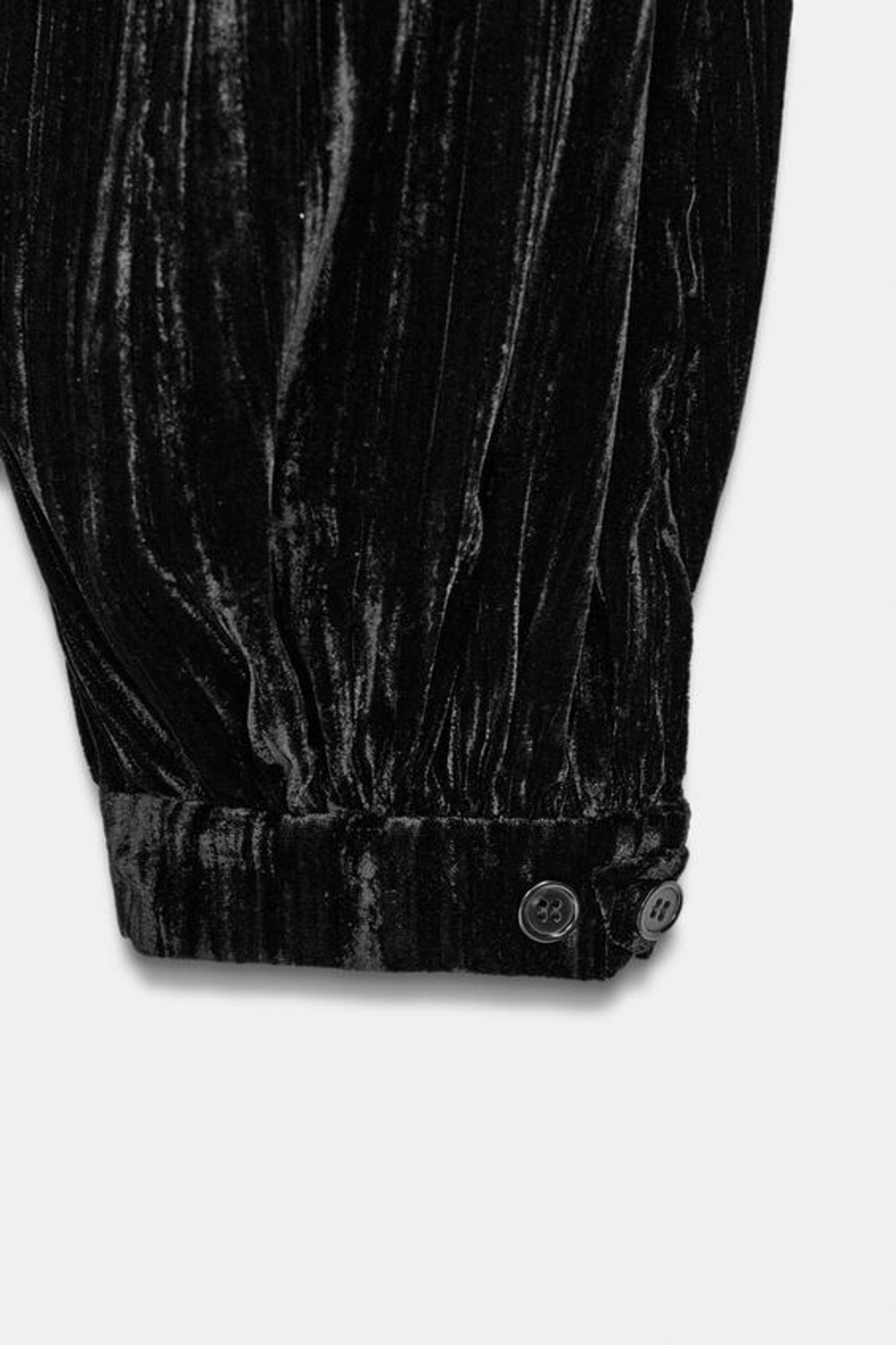 ZARA БАРХАТНЫЕ БРЮКИ-ШАРЫ — ZW COLLECTION, ЧЕРНЫЙ