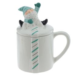 GAEM Кружка с крышкой "Гном: Праздничный Хранитель", 330 мл, L12 W9 H15 см