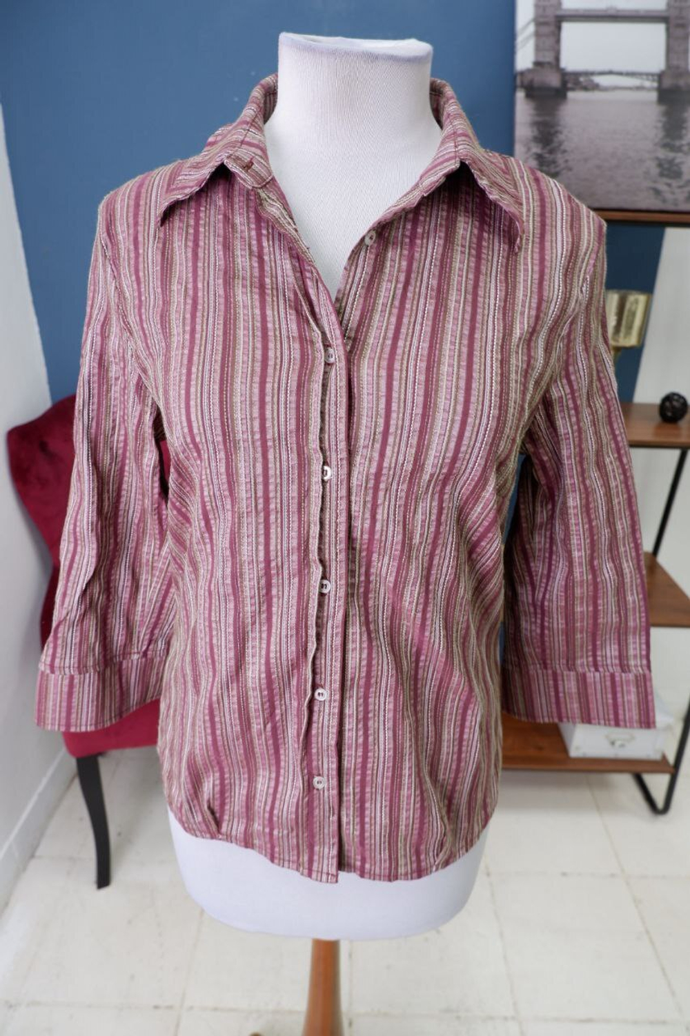 Рубашка Blue. в полоску 44 размер