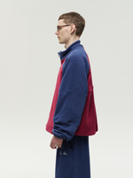 Drawstring Half-Zipped Sweatshirt Raspberry-Navy Smoke