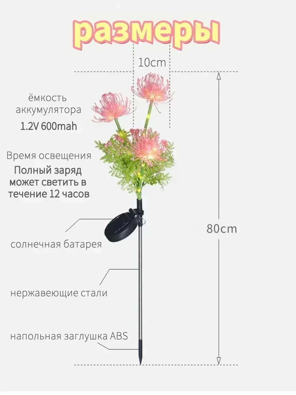 Cадовые светильники на солнечных батареях 2шт, декор для сада, штекер садовый