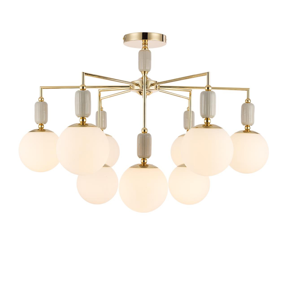 6580/9C CLASSI LN26 36 французское золото, серый/белый металл, керамика/стекло Люстра потолочная E14 9*40W 220V VIVIEN