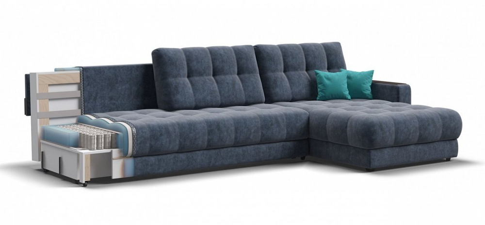 Угловой диван Босс Макс Велюр Роял синий