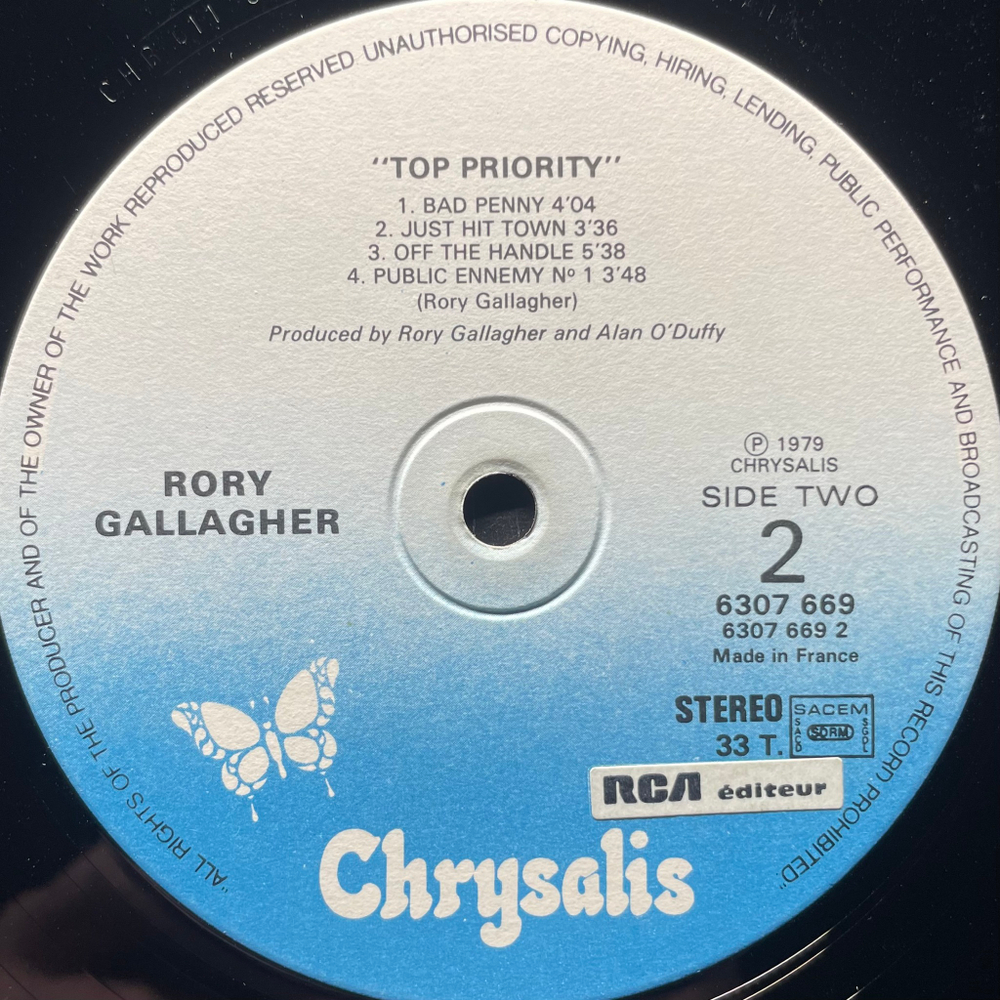 Rory Gallagher ‎– Top Priority (Франция 1979г.)