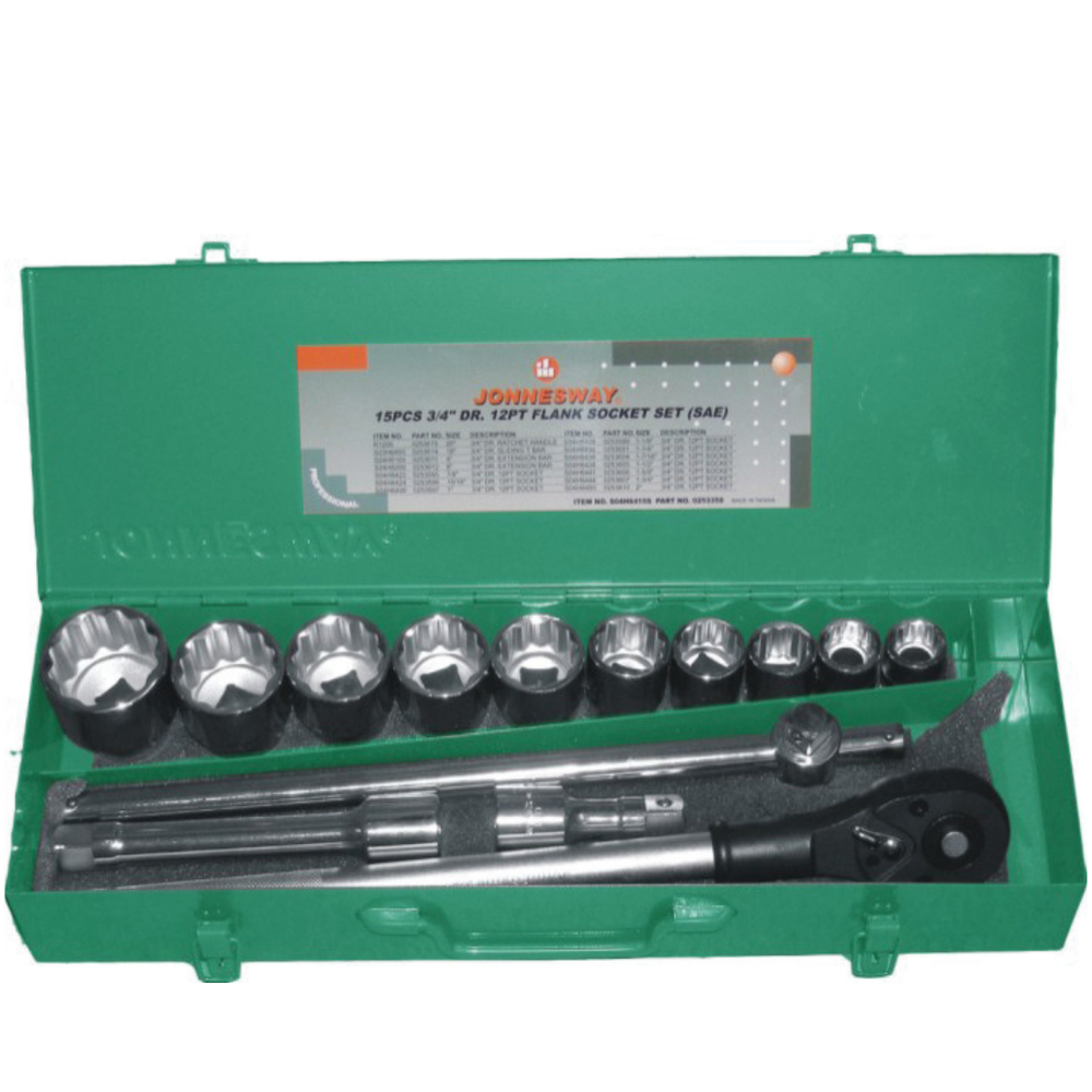 S04H6615S (S04H6415S) Набор головок торцевых дюймовых 3/4"DR, SAE 7/8"--2", 15 предметов